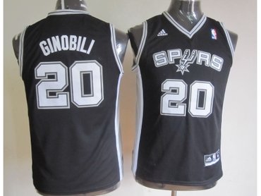 Youth nba san antonio spurs #20 ginobili black(revolution 30 swingman)