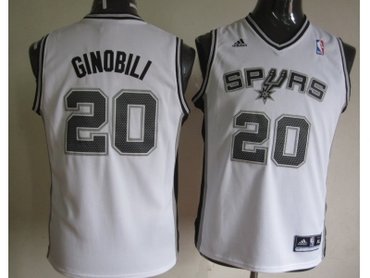 Youth nba san antonio spurs #20 ginobili white(revolution 30 swingman)