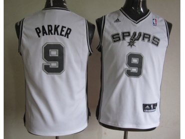 Youth nba san antonio spurs #9 parker white(revolution 30 swingman)