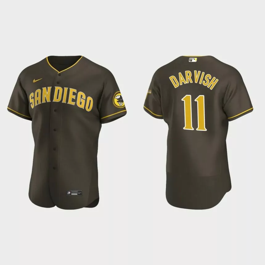 Yu Darvish #11 San Diego Padres Authentic Road Jersey – Brown