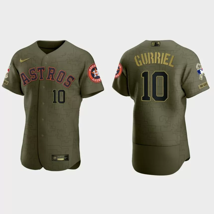 Yuli Gurriel Houston Astros 2021 Salute to Service Digital Camo Jersey – Green