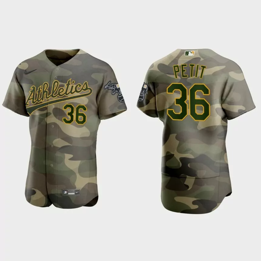 Yusmeiro Petit Oakland Athletics 2021 National Armed Forces Day Authentic Jersey – Camo