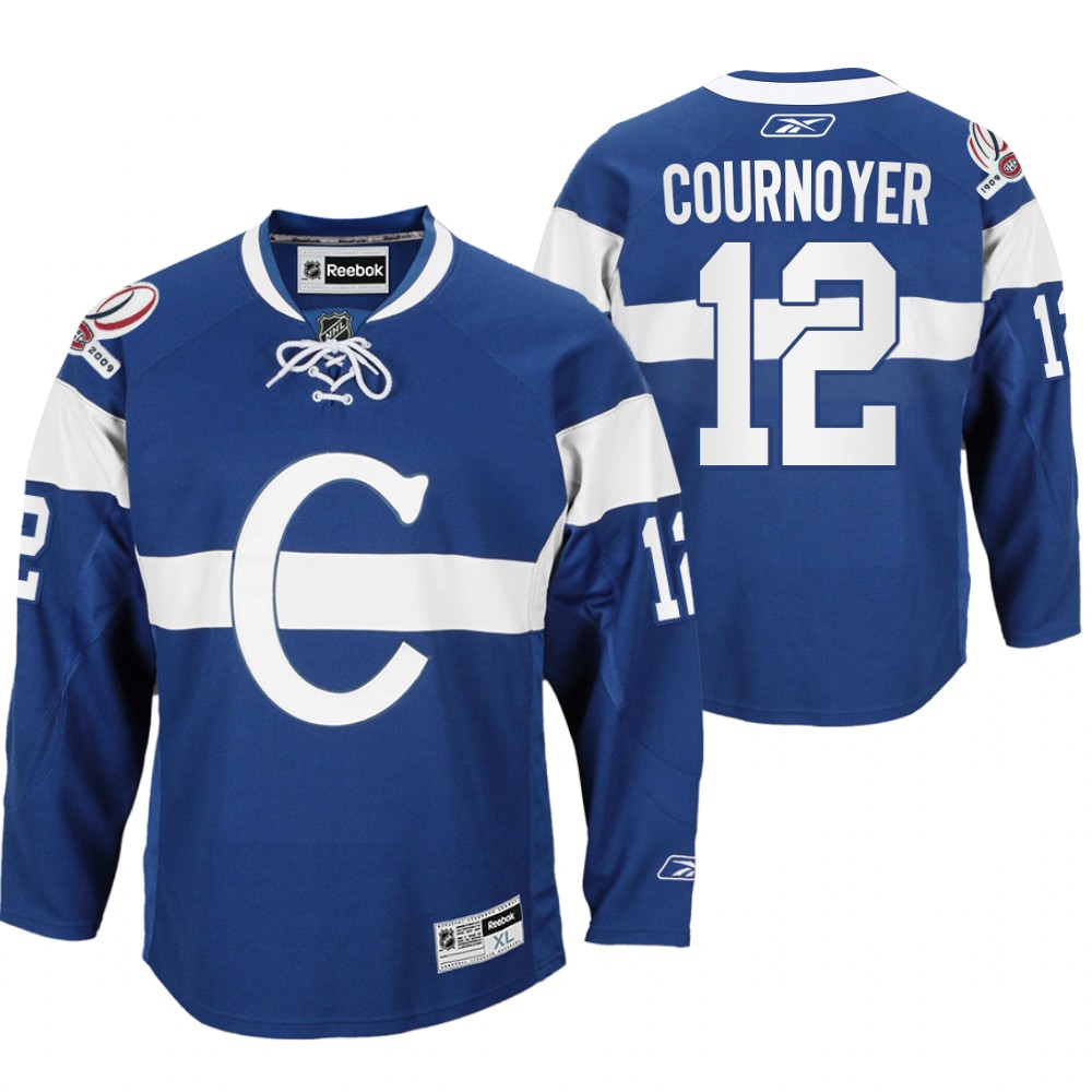 Yvan Cournoyer Montreal Canadiens 100th Anniversary Celebration Blue Throwback Jersey