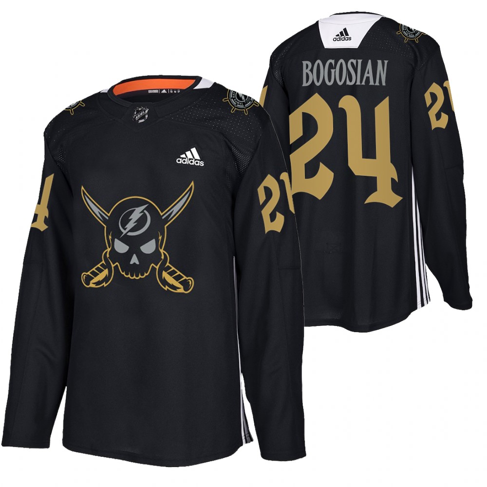 Zach Bogosian Lightning Gasparilla inspired Jersey Black Pirate-themed Warmup