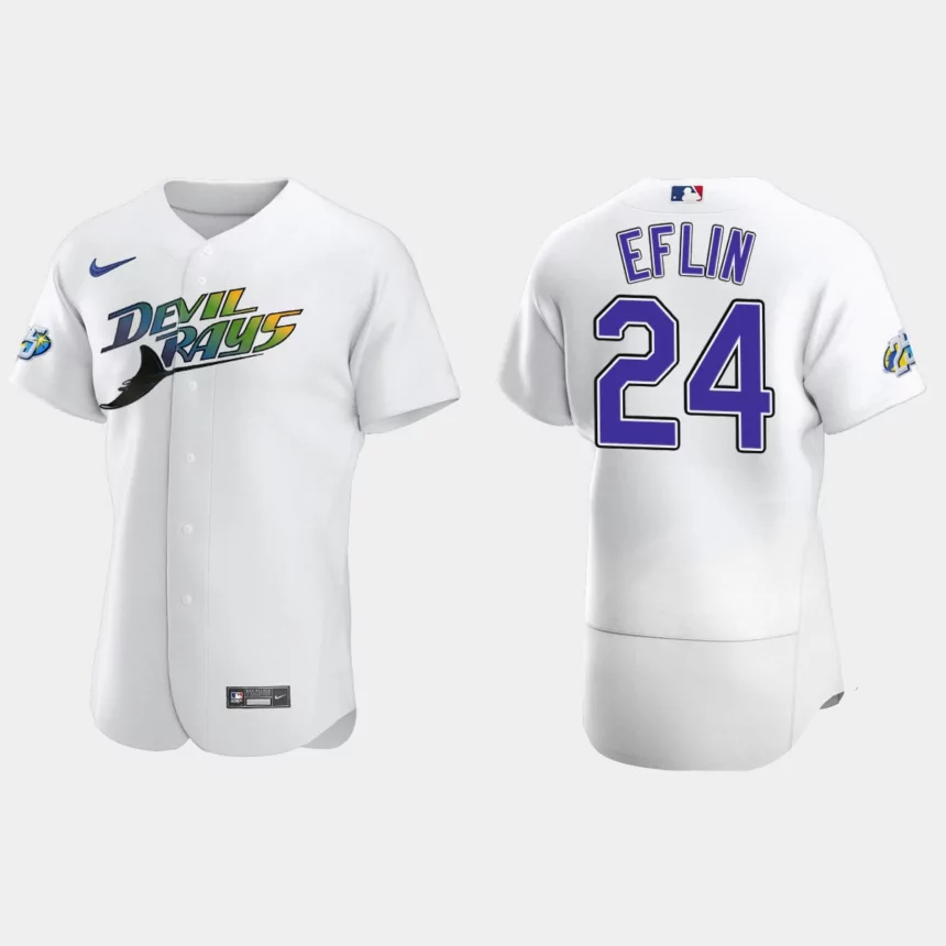 Zach Eflin Tampa Bay Rays 25th Anniversary Authentic Jersey – White