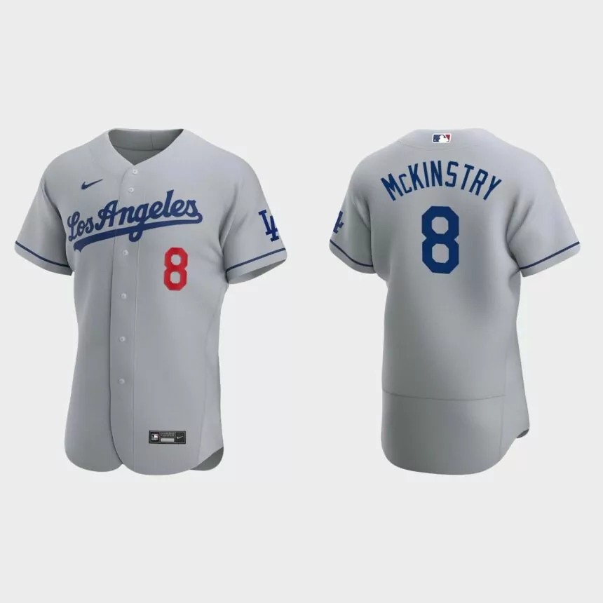Zach McKinstry #8 Los Angeles Dodgers Authentic Road Jersey – Gray