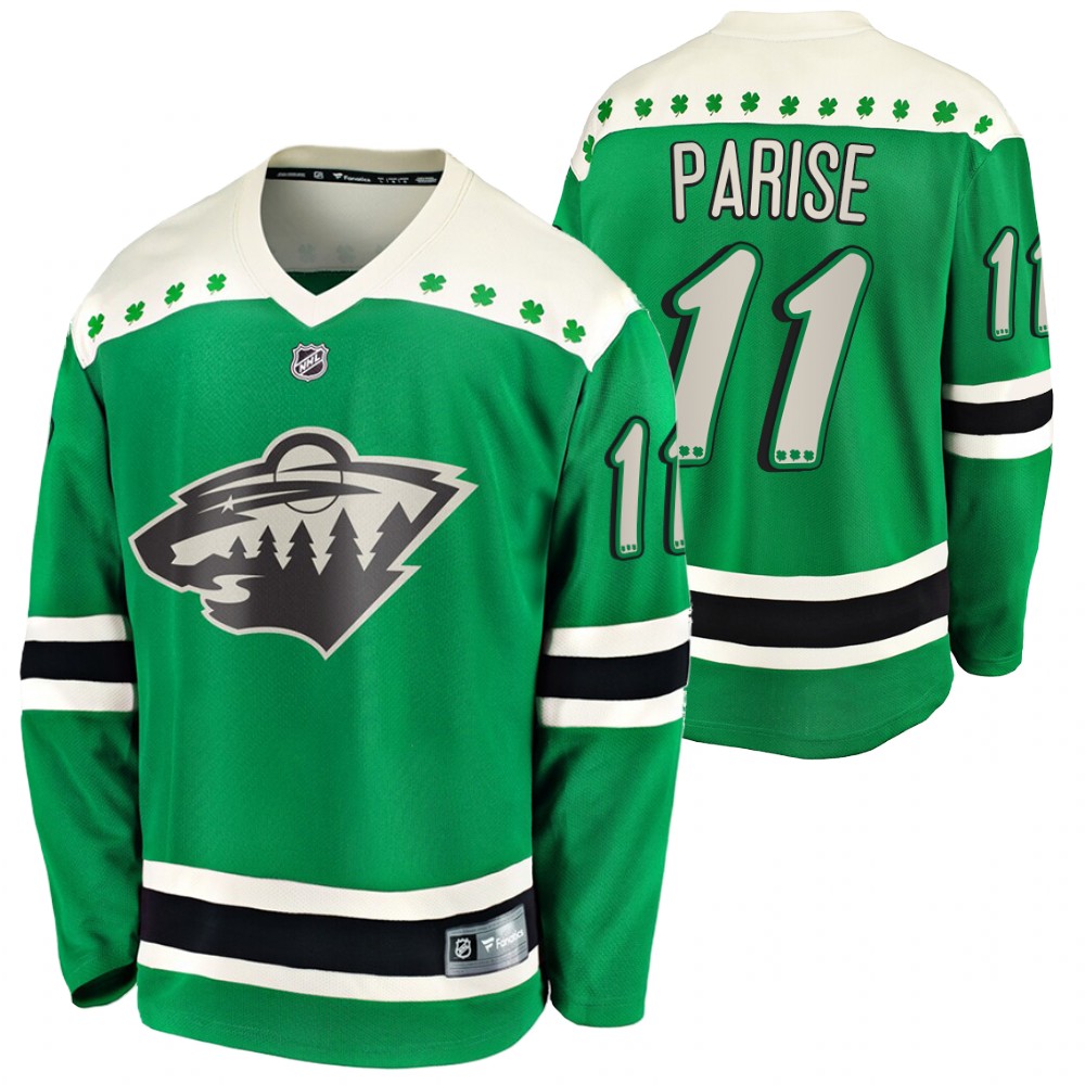 Zach Parise Wild 2021 St Patricks Day Green #11 Jersey