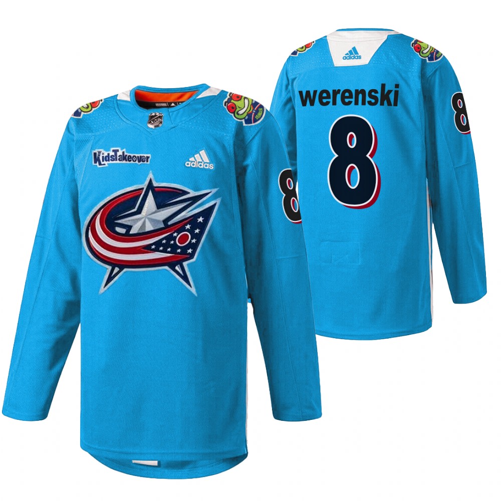 Zach Werenski Blue Jackets Kids Takeover Jersey Blue Warmup