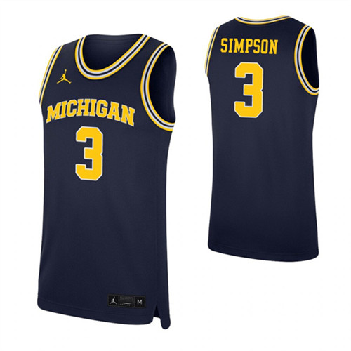 Zavier Simpson Jersey Navy Michigan Wolverines Replica