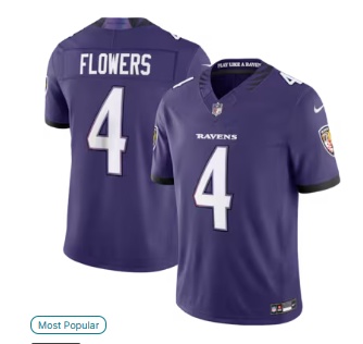 Zay Flowers Baltimore Ravens Nike Vapor F.U.S.E. Sewn Down Limited Jersey - Purple