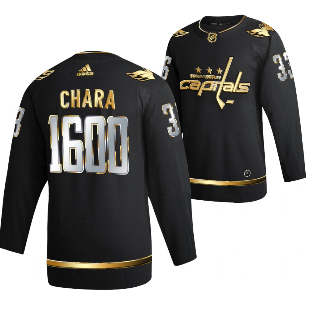Zdeno Chara Washington Capitals Black 1600 GP Milestone Jersey Golden Authentic