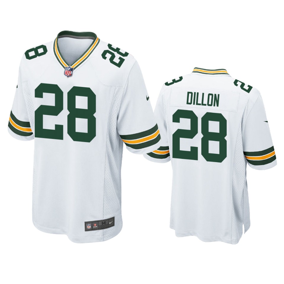 a.j. dillon packers game white jersey