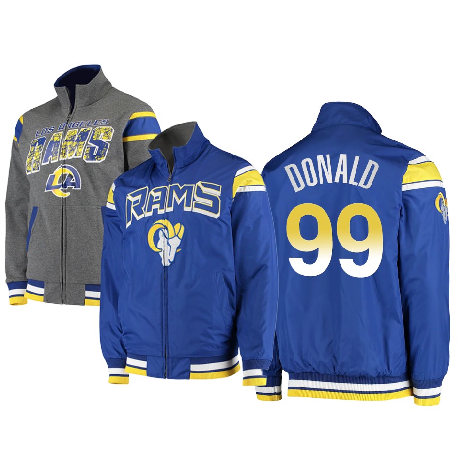 aaron donald rams royal charcoal offside reversible full zip jacket