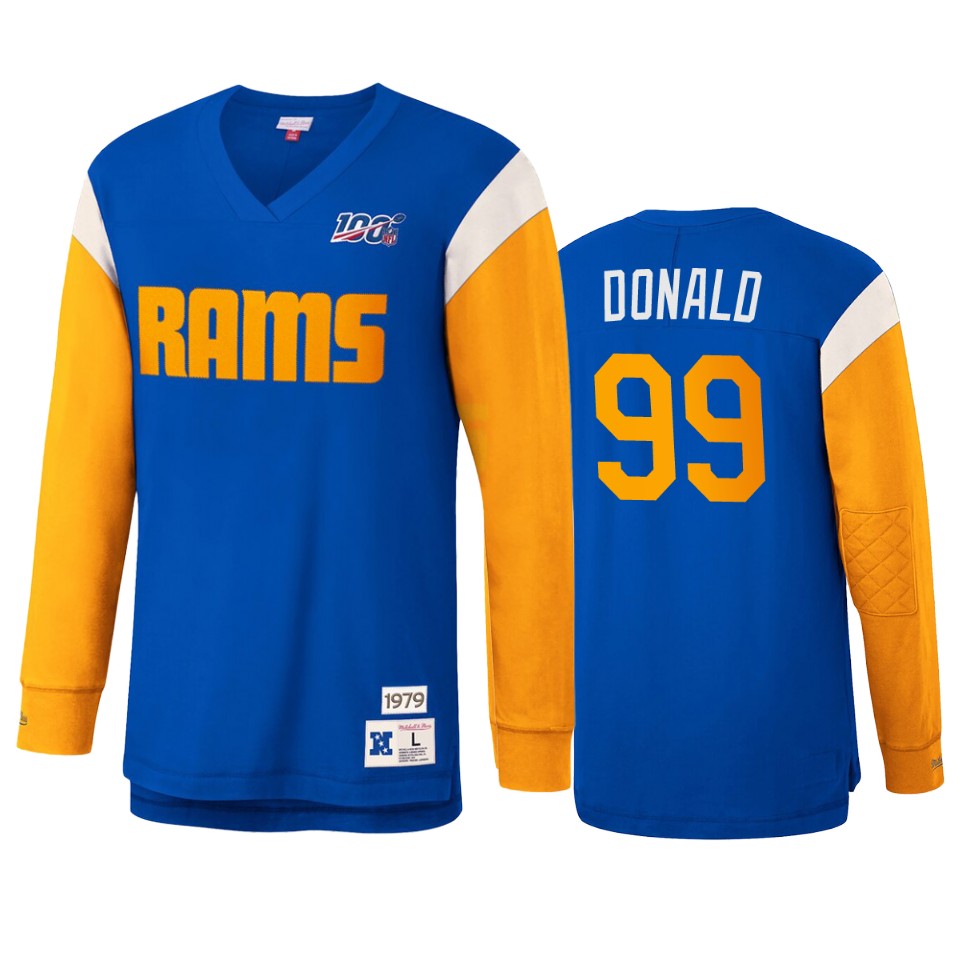 aaron donald rams royal nfl 100 long sleeve t shirt