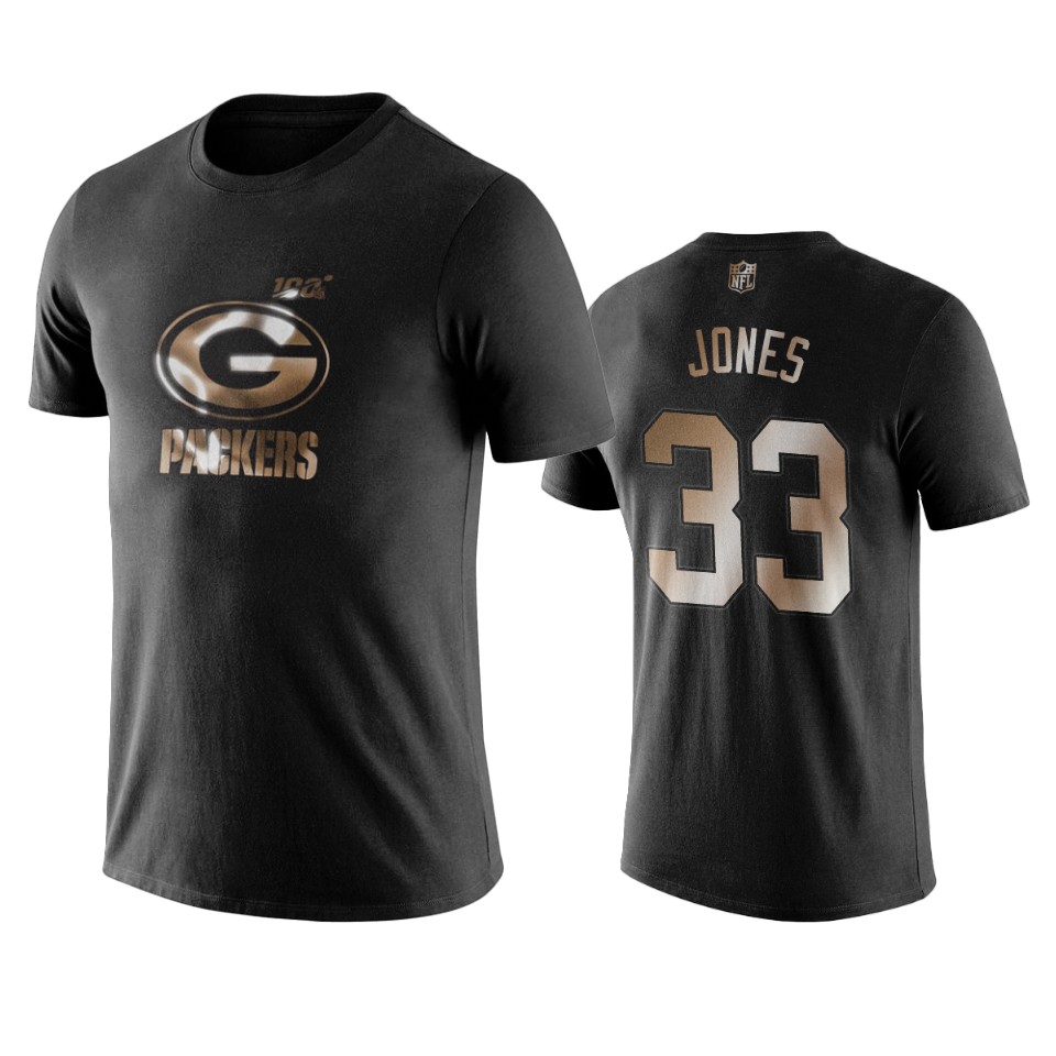 aaron jones packers black golden 100th season t shirt