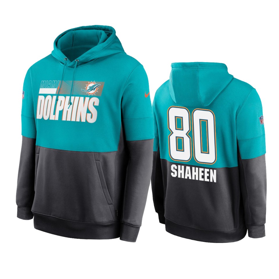 adam shaheen dolphins aqua charcoal sideline impact lockup hoodie