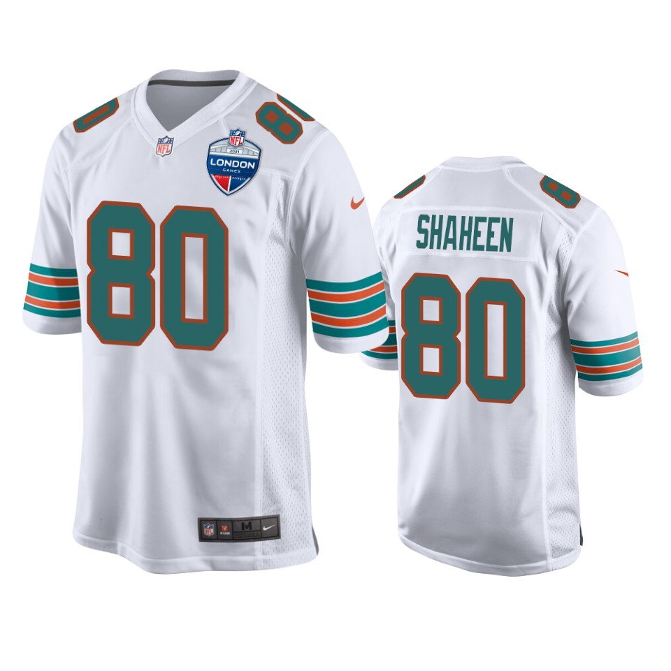 adam shaheen dolphins white 2021 nfl london game jersey