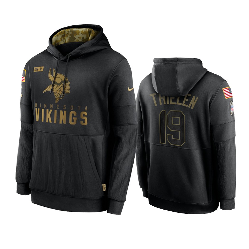 adam thielen vikings black 2020 salute to service sideline performance hoodie