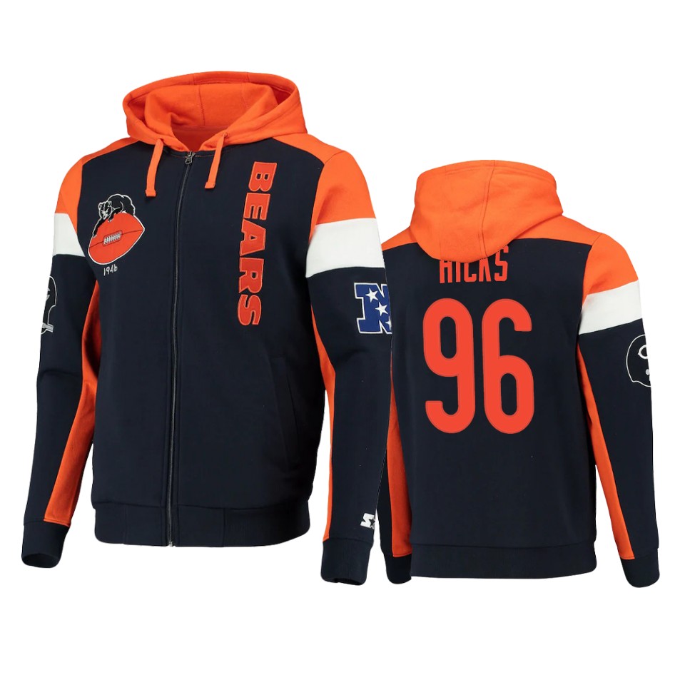 akiem hicks bears brown orange extreme throwback full zip hoodie