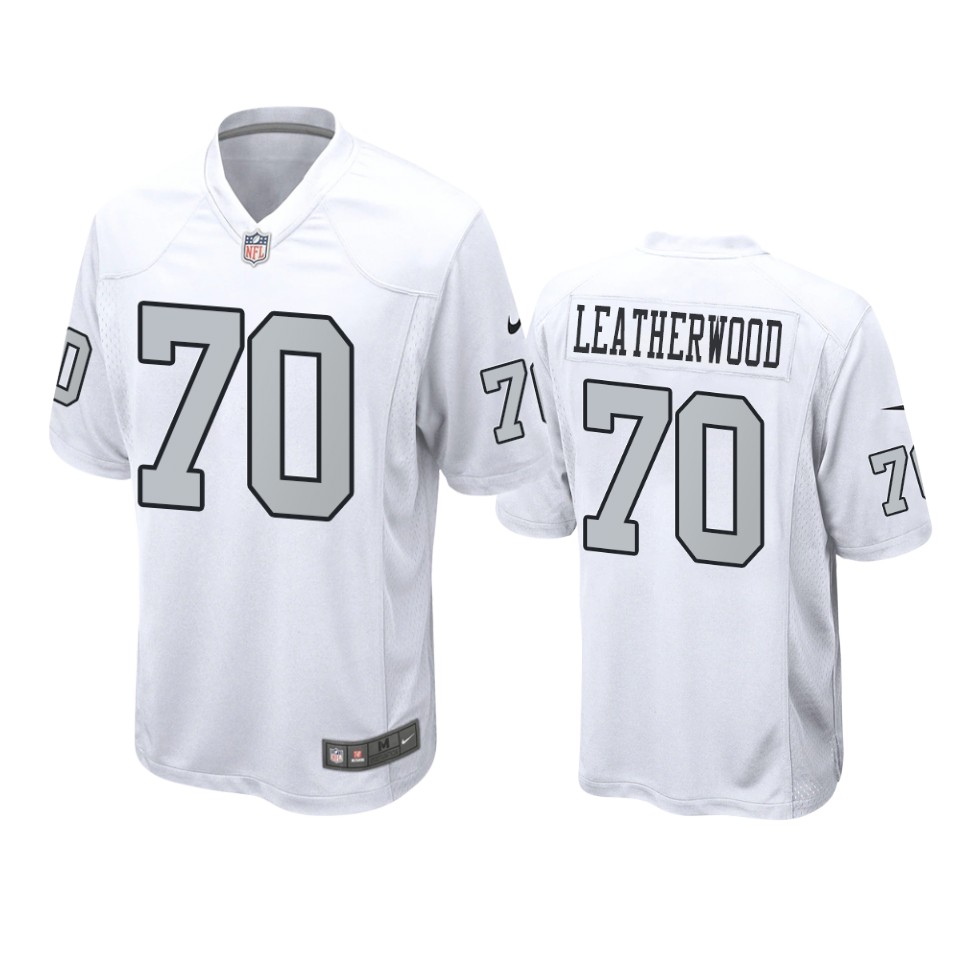 alex leatherwood raiders white alternate game jersey