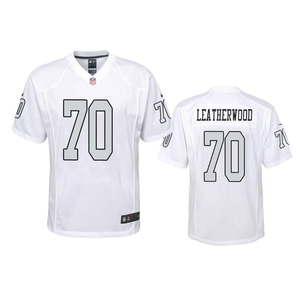 alex leatherwood raiders white color rush game jersey