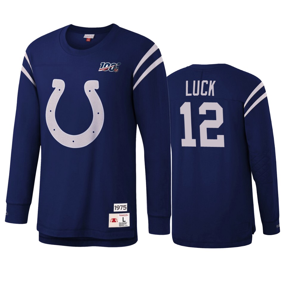 andrew luck colts royal nfl 100 long sleeve t shirt