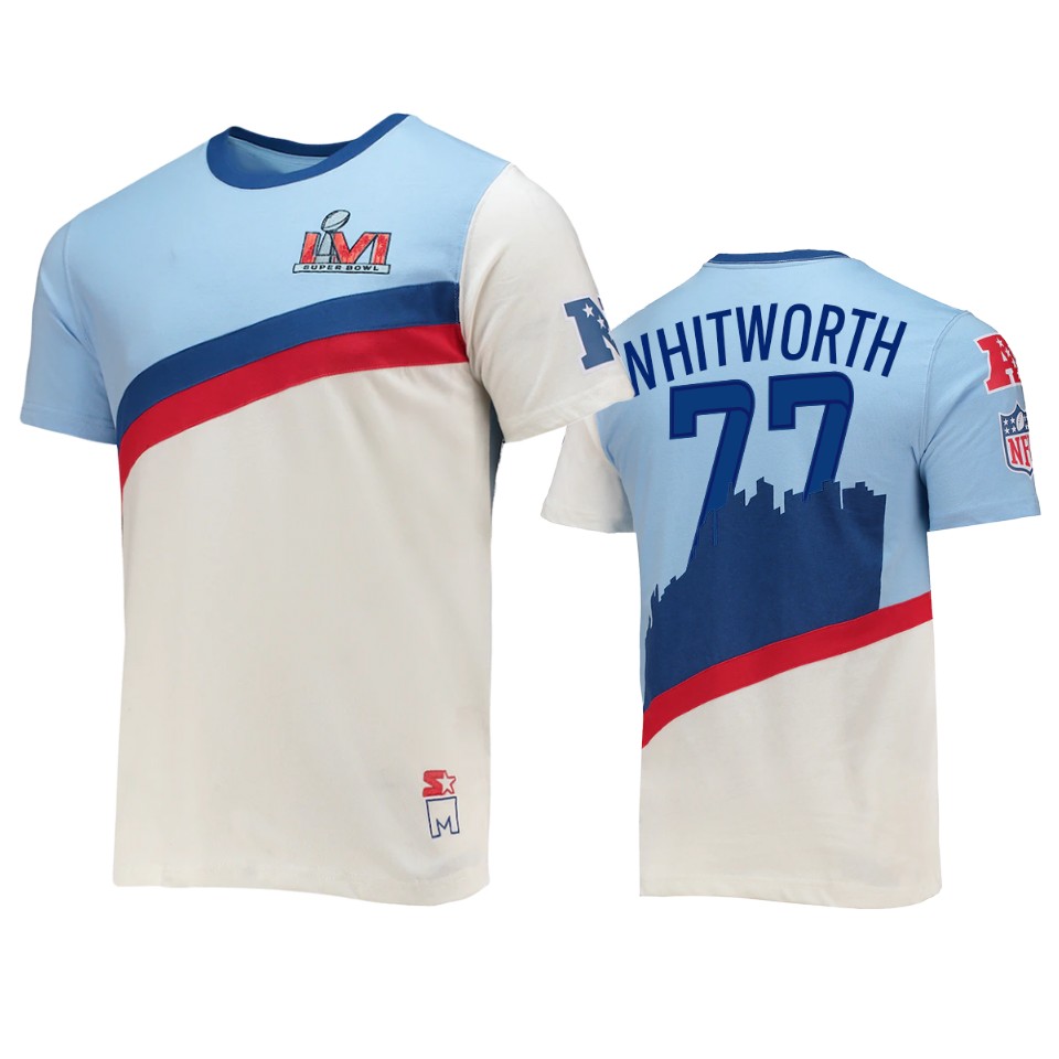 andrew whitworth los angeles rams white super bowl lvi pacific t shirt