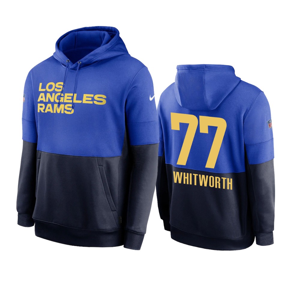 andrew whitworth rams powder blue navy sideline impact lockup hoodie