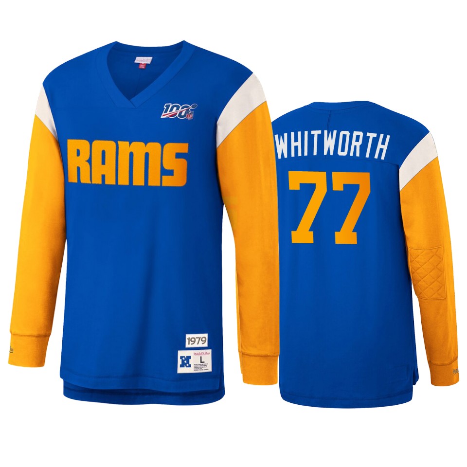 andrew whitworth rams royal nfl 100 long sleeve t shirt