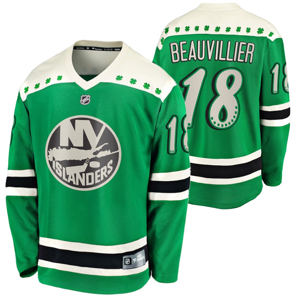 anthony beauvillier Islanders 2021 St Patricks Day Green #18 Jersey