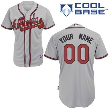 atlanta braves personalized custom grey jersey