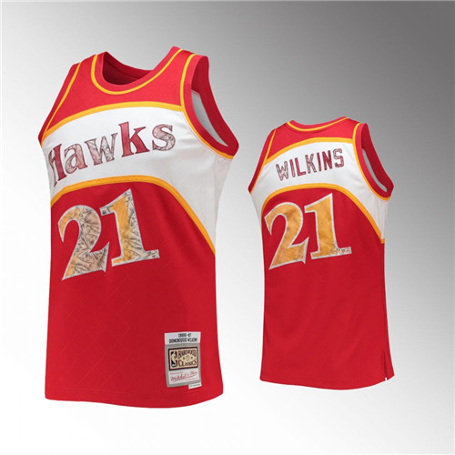 Atlanta Hawks Dominique Wilkins 1996-97 Hardwood Classics 75th Anniversary Diamond Red stitched Jersey #21