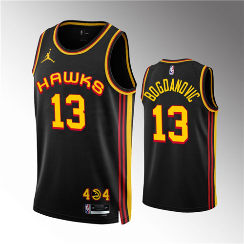 Atlanta Hawks Bogdan Bogdanovic 2022-23 Statement Edition Black stitched Jersey #13