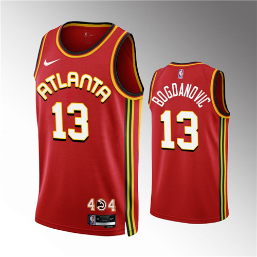 Atlanta Hawks Bogdan Bogdanovic 2022-23 Icon Edition Red stitched Jersey #13