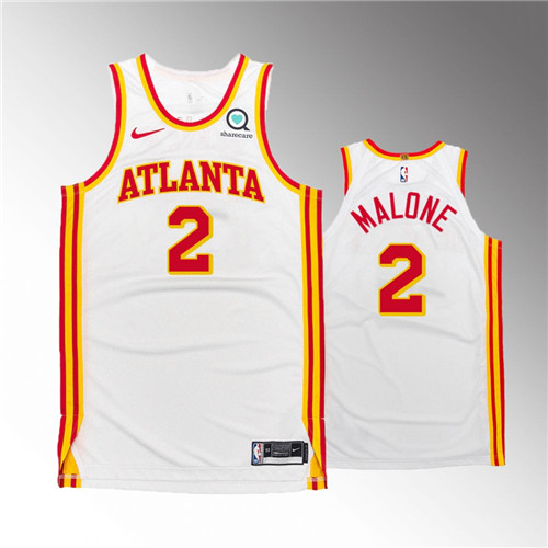Atlanta Hawks Moses Malone Association White Authentic stitched Jersey #2