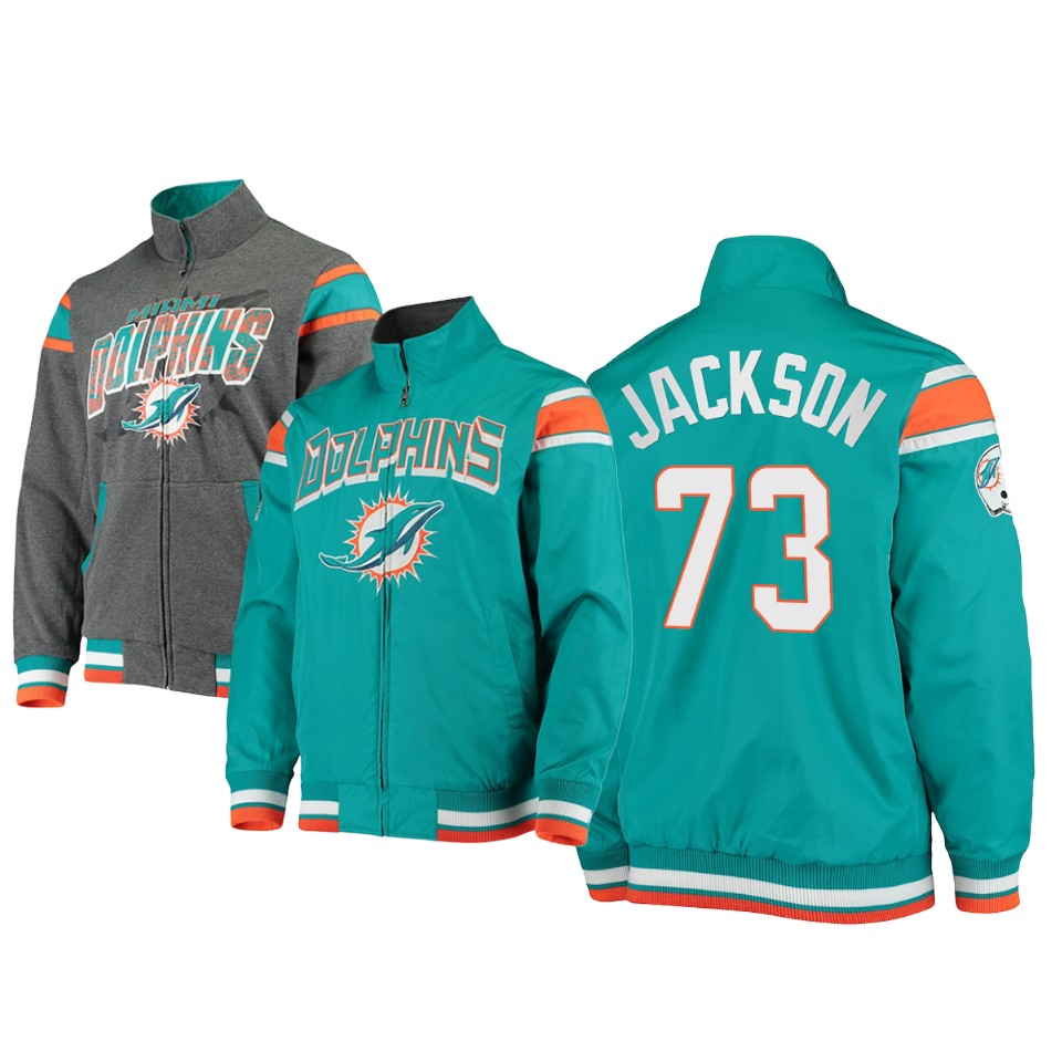 austin jackson dolphins aqua charcoal offside reversible full zip jacket