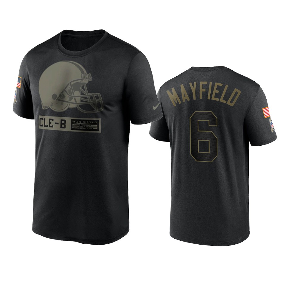 baker mayfield browns black 2020 salute to service team logo t shirt