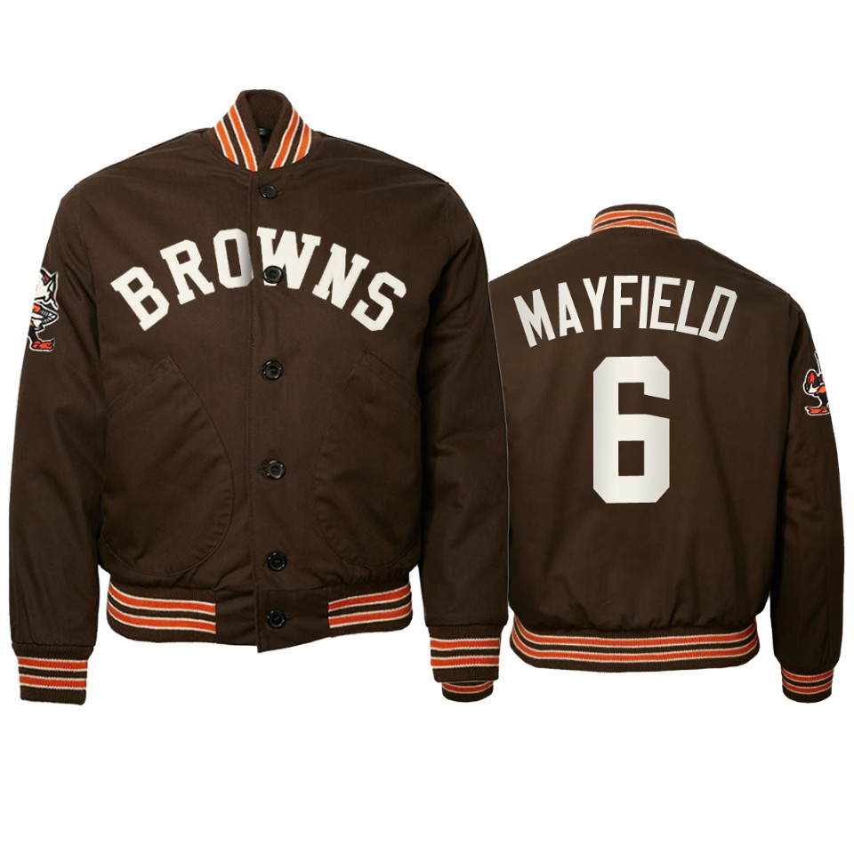 baker mayfield browns brown authentic vintage jacket