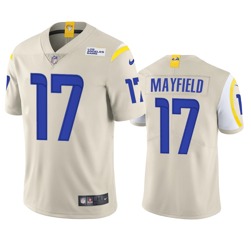 baker mayfield rams vapor limited bone jersey