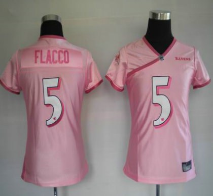 baltimore ravens 5# joe flacco pink women jerseys