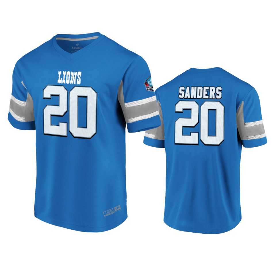 barry sanders lions blue hall of fame hashmark t shirt