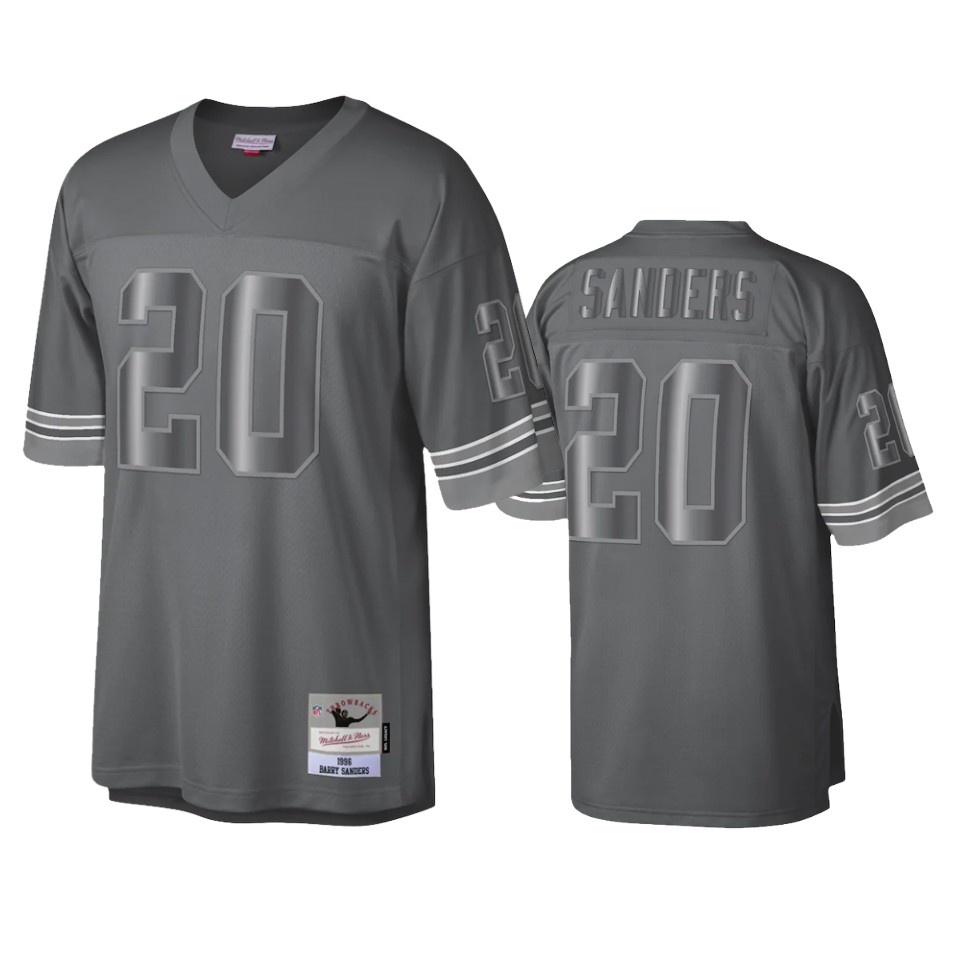 barry sanders lions charcoal metal legacy retired player jersey