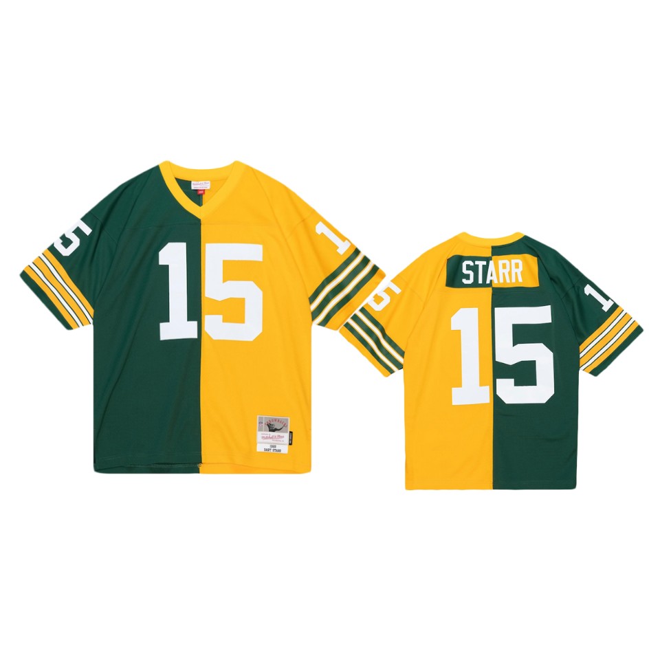 bart starr packers green gold split legacy replica jersey 0a