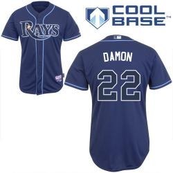 bay rays 22# johnny damon blue cool base jersey