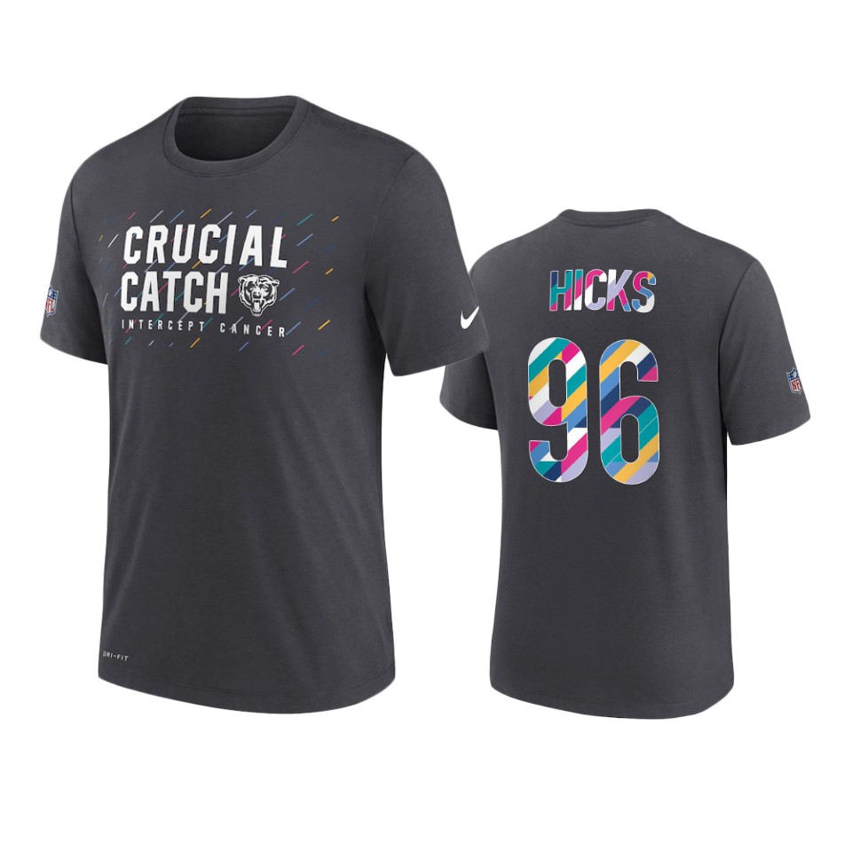 bears akiem hicks charcoal 2021 nfl crucial catch t shirt