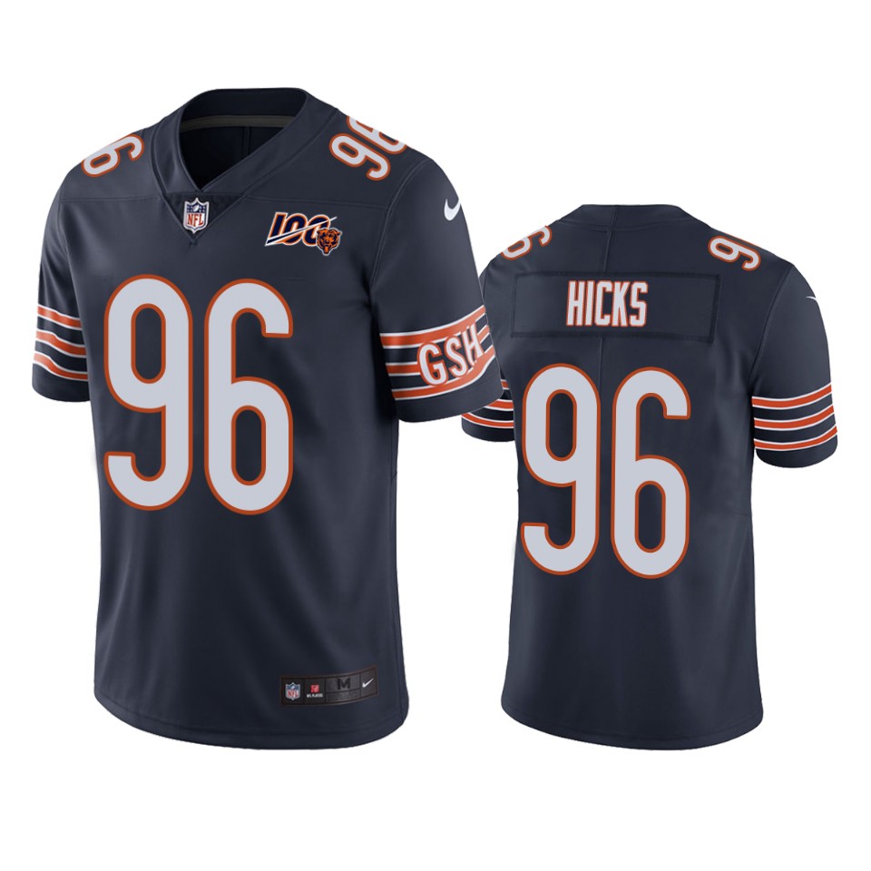 bears akiem hicks navy limited 100th season jersey