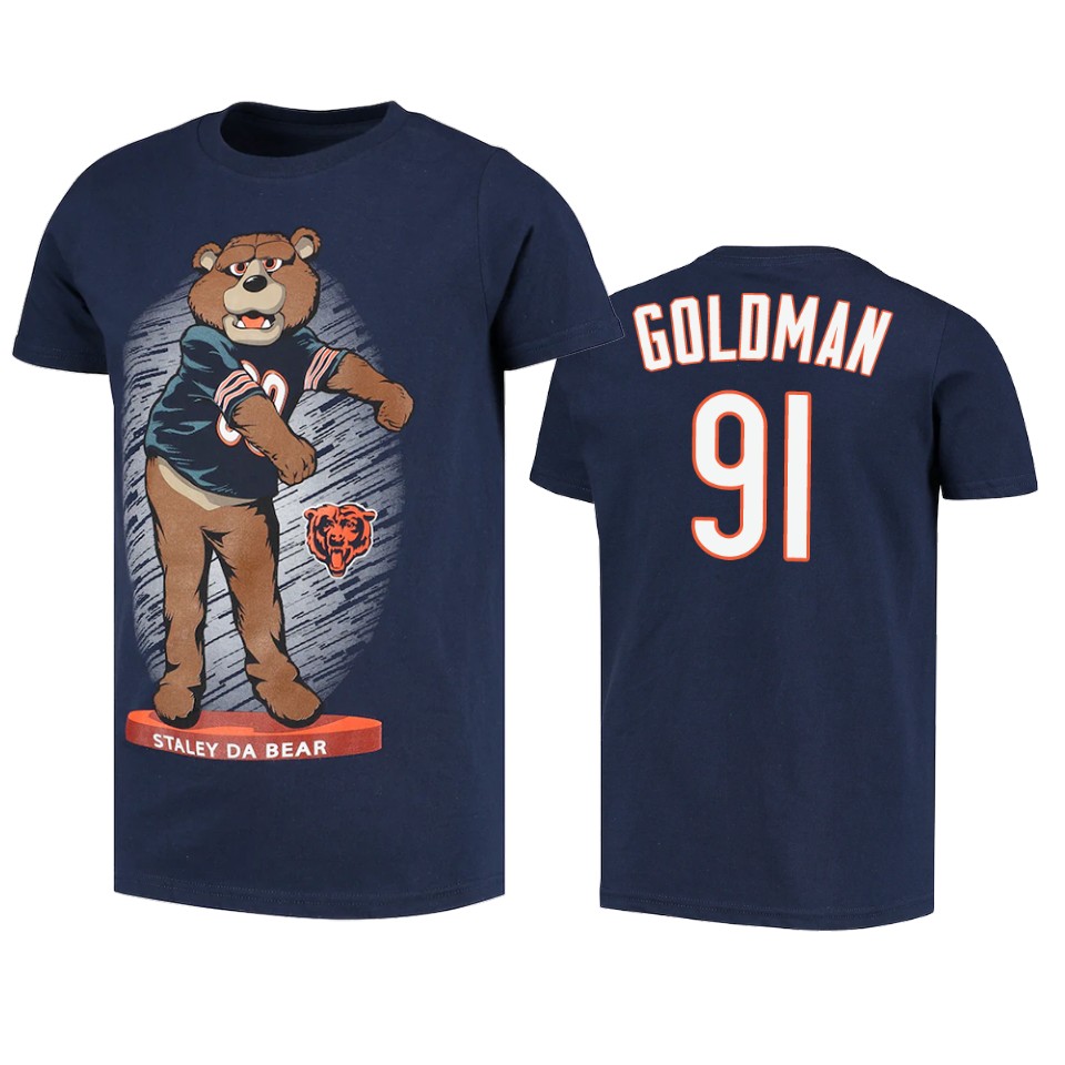 bears eddie goldman navy dancing staley da bear mascot t shirt