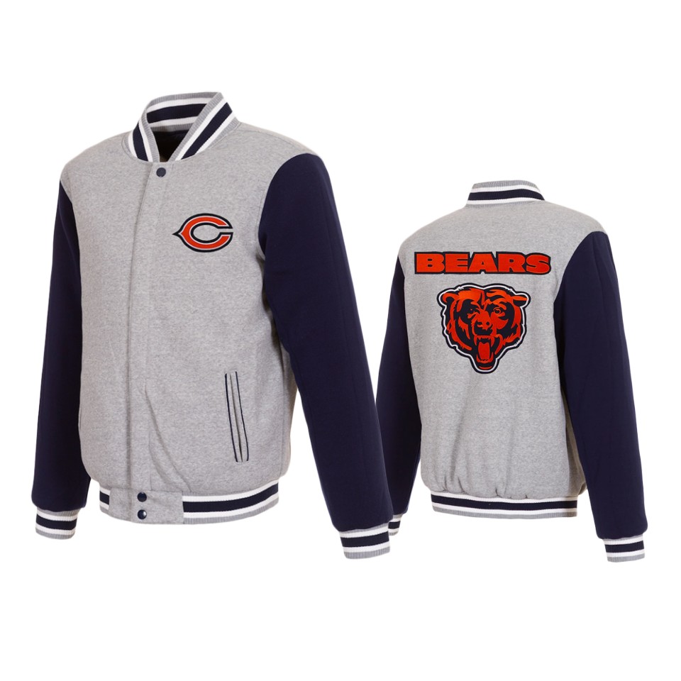 bears gray navy reversible fleece full snap jacket
