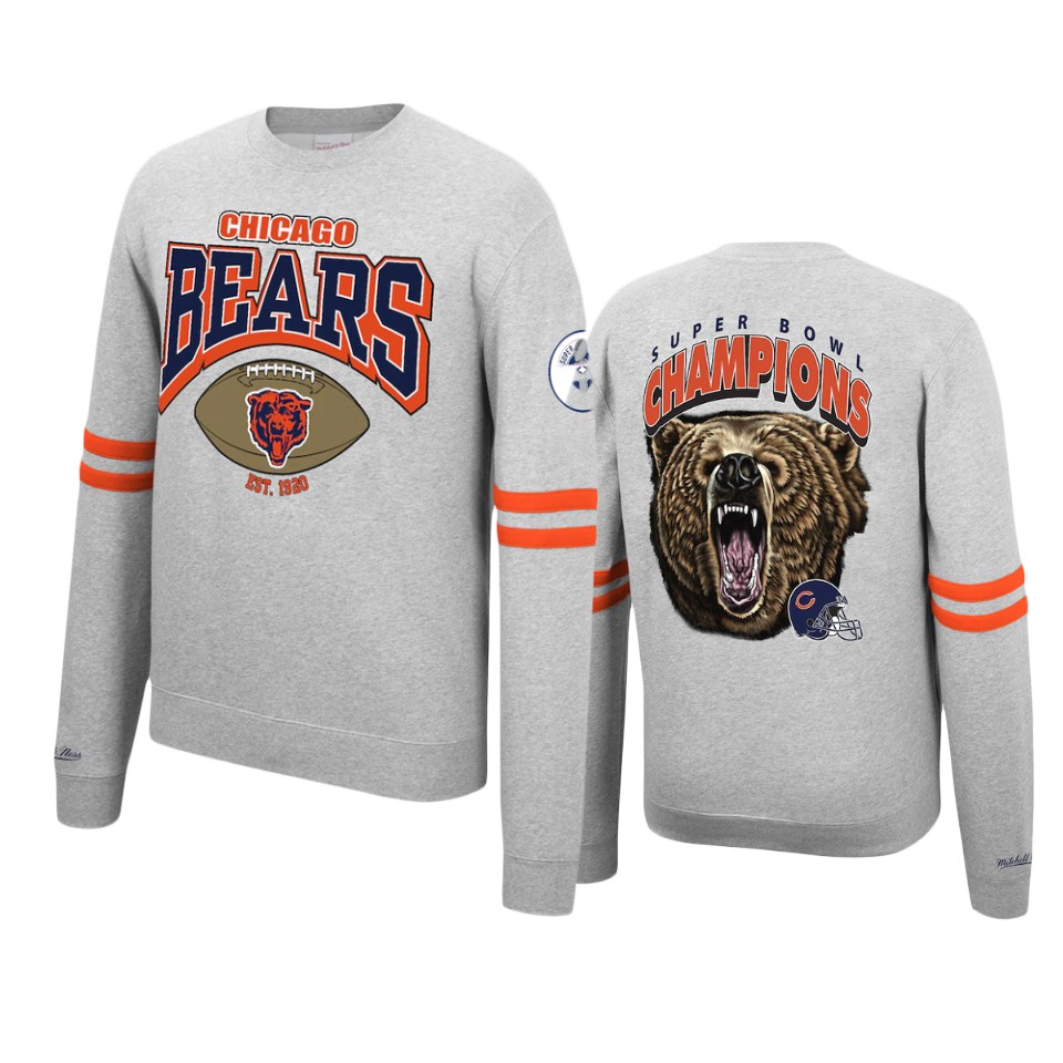 bears heathered gray allover fleece pullover sweatshirt