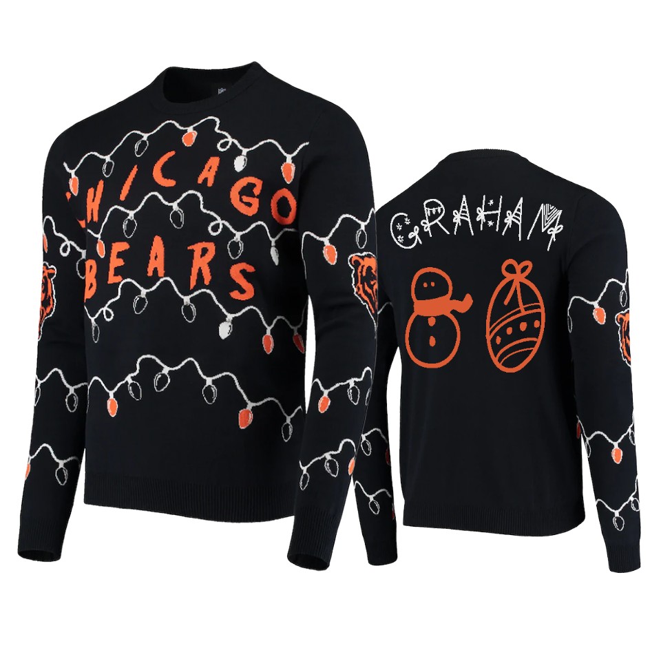 bears jimmy graham black 2020 christmas gifts light up sweater